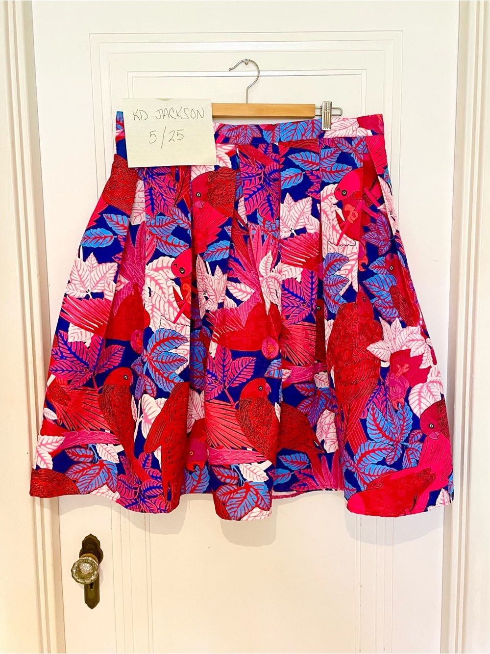 Vibrant Floral And Parrot Print Skirt